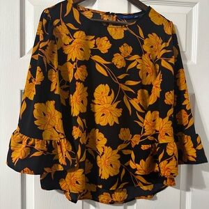 Apt. 9 Black and Orange Floral Blouse